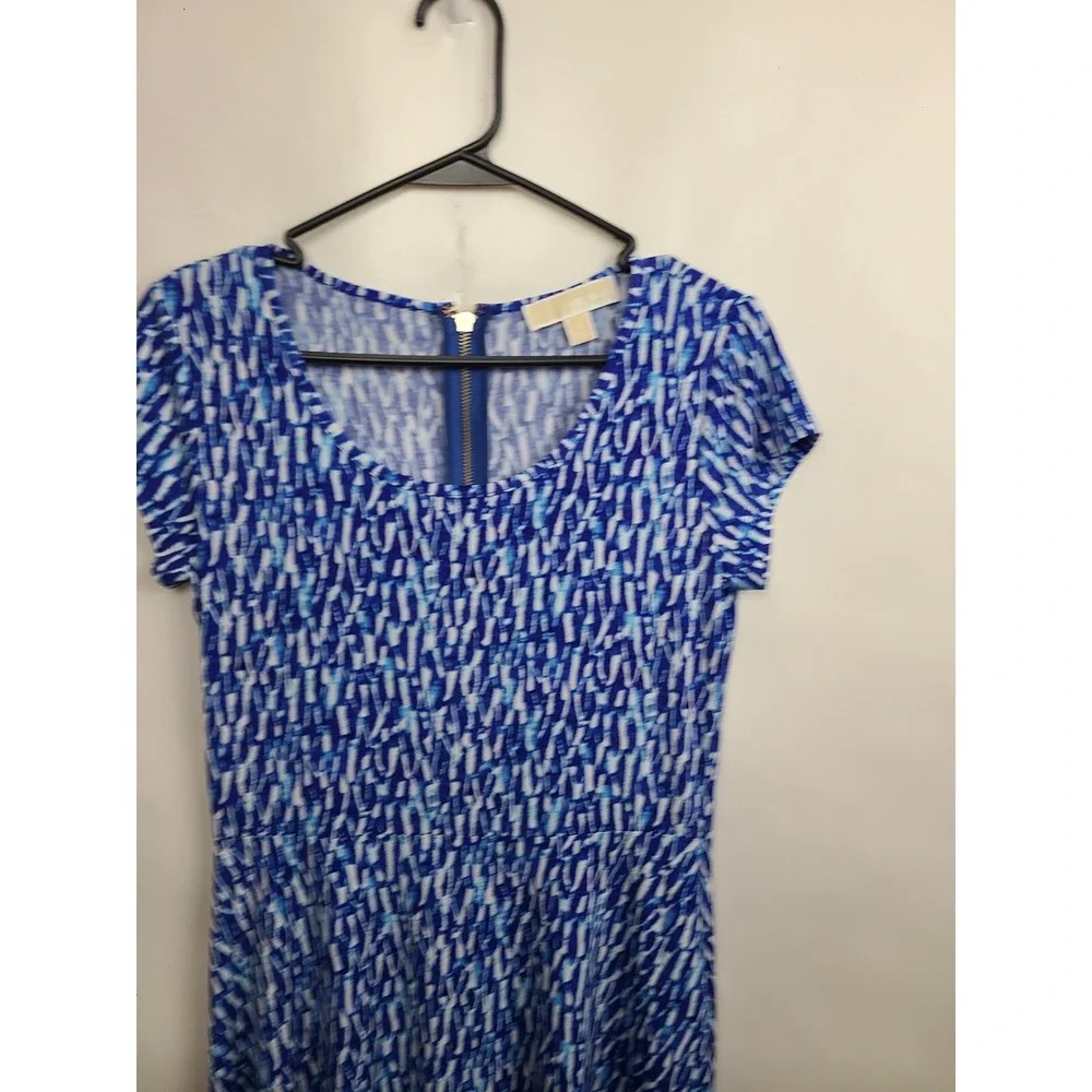 MICHAEL Michael Kors Mini Dress Small Blue White Abstract Short Sleeve Casual